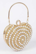 Cargar imagen en el visor de la galería, Pearl Studded Heart Shape Top handle Clutch
