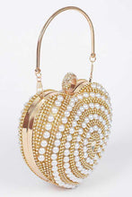 Cargar imagen en el visor de la galería, Pearl Studded Heart Shape Top handle Clutch
