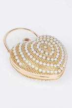 Cargar imagen en el visor de la galería, Pearl Studded Heart Shape Top handle Clutch
