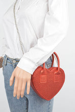 Cargar imagen en el visor de la galería, Glitter Top Handle Heart Shape Swing Bag
