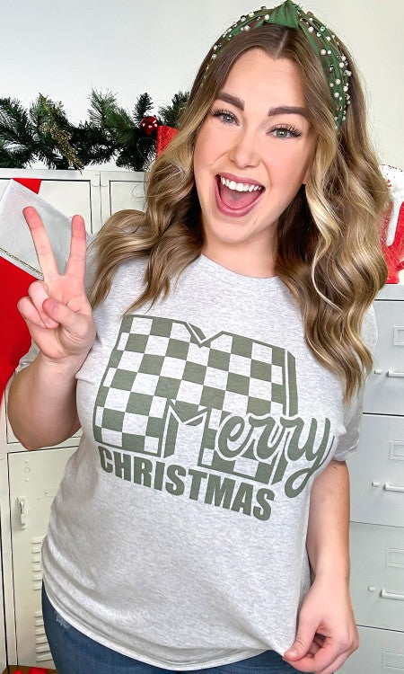 Old School Merry Christmas Graphic T-Shirt Green