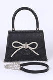 Rhinestone Bow Tie Iconic Top Handle Clutch