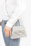 Rhinestone Bow Tie Iconic Top Handle Clutch