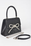 Rhinestone Bow Tie Iconic Top Handle Clutch