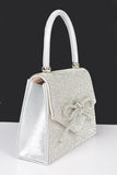 Rhinestone Bow Tie Iconic Top Handle Clutch
