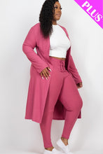 Load image into Gallery viewer, Plus Size Ribbed Long Cardigan &amp; Leggings Set
