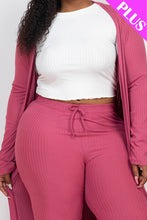 Load image into Gallery viewer, Plus Size Ribbed Long Cardigan &amp; Leggings Set

