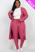 Load image into Gallery viewer, Plus Size Ribbed Long Cardigan &amp; Leggings Set
