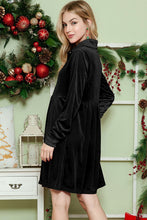 Load image into Gallery viewer, Button down Velvet long sleeve dress
