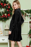 Button down Velvet long sleeve dress
