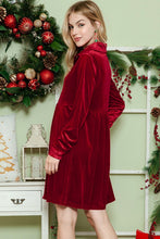 Load image into Gallery viewer, Button down Velvet long sleeve dress
