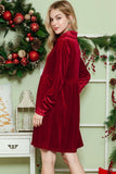 Button down Velvet long sleeve dress
