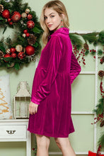 Load image into Gallery viewer, Button down Velvet long sleeve dress
