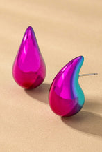 Cargar imagen en el visor de la galería, hollow puffy color coating teardrop earrings
