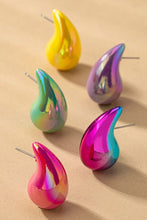 Cargar imagen en el visor de la galería, hollow puffy color coating teardrop earrings
