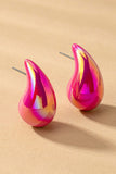 hollow puffy color coating teardrop earrings