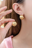 Brass ruffled ribbon huggie hoop earrings