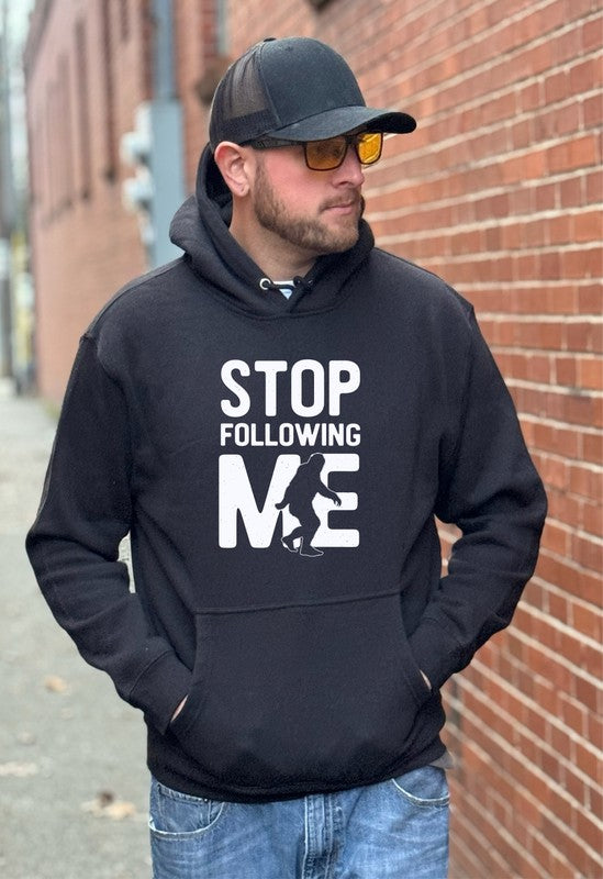 Stop Following Me Bigfoot Graphic Hoodie