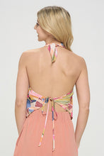 Cargar imagen en el visor de la galería, Made in USA Tropical LeafPrint Halter Backless Top
