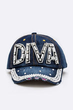 Cargar imagen en el visor de la galería, DIVA Crystal Embellished Denim Cap
