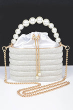 Cargar imagen en el visor de la galería, Pearl Handle Rhinestone Statement Bucket Clutch
