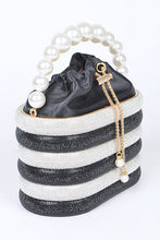 Cargar imagen en el visor de la galería, Pearl Handle Rhinestone Statement Bucket Clutch

