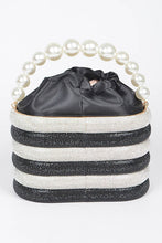Cargar imagen en el visor de la galería, Pearl Handle Rhinestone Statement Bucket Clutch
