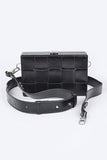 Weaved Textured Box Crossbody Bag