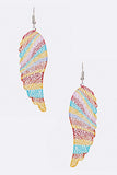 Rainbow Color Filigree Leaf Drop Earrings