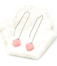 Load image into Gallery viewer, Pink Peach Diamond Threader Minimalist Earrings
