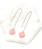 Pink Peach Diamond Threader Minimalist Earrings
