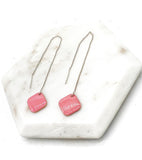 Pink Peach Diamond Threader Minimalist Earrings