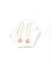 Load image into Gallery viewer, Pink Peach Diamond Threader Minimalist Earrings
