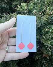 Load image into Gallery viewer, Pink Peach Diamond Threader Minimalist Earrings
