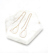 Load image into Gallery viewer, White Gold Teardrop Threader Minimalist Earrings
