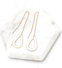 Load image into Gallery viewer, White Gold Teardrop Threader Minimalist Earrings
