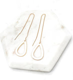 White Gold Teardrop Threader Minimalist Earrings