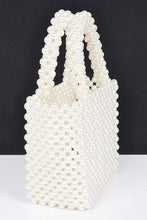 Cargar imagen en el visor de la galería, Faux Pearl Braided Iconic Basket Top Handle Clutch
