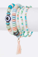Load image into Gallery viewer, Evil Eye Mix Beads Stretch Bracelet Set
