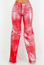 Load image into Gallery viewer, Metallic Wide Leg Jean in Red
