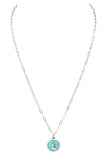Initial L Turquoise Pendant Necklace