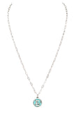 Initial E Turquoise Pendant Necklace