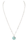 Initial F Turquoise Pendant Necklace