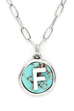 Load image into Gallery viewer, Initial F Turquoise Pendant Necklace
