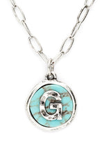 Cargar imagen en el visor de la galería, Initial G Turquoise Pendant Necklace
