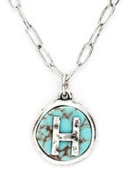 Load image into Gallery viewer, Initial H Turquoise Pendant Necklace
