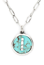 Load image into Gallery viewer, Initial I Turquoise Pendant Necklace

