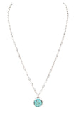 Initial I Turquoise Pendant Necklace