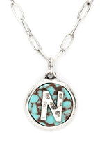 Load image into Gallery viewer, Initial N Turquoise Pendant Necklace
