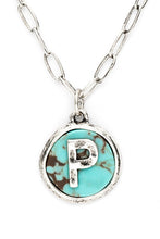 Load image into Gallery viewer, Initial P Turquoise Pendant Necklace
